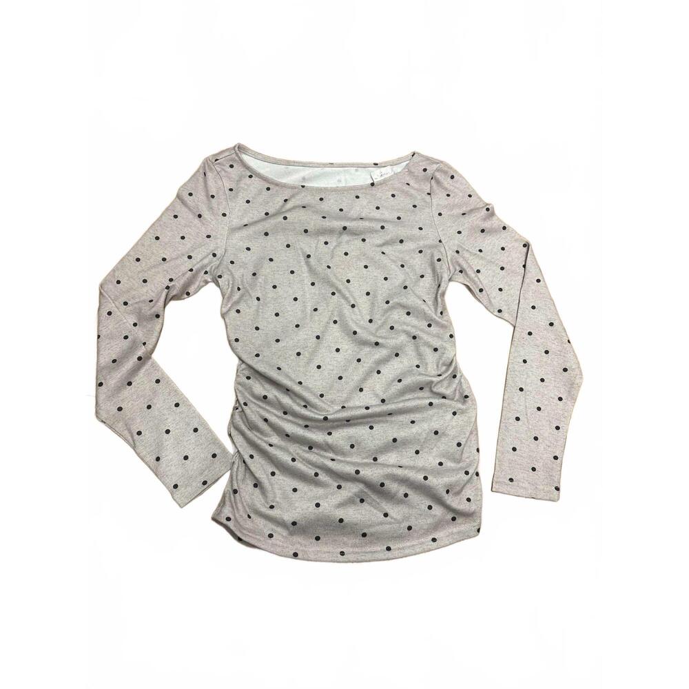 NEW 1 THE WOMAN women's polka dot long sleeved top in jetstream